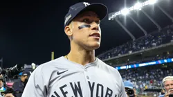 New York Yankees center fielder Aaron Judge (99) after game 4 of the American League Division Series against the Kansas City Royals at Kauffman Stadium.