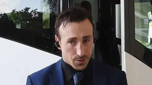 Brad Marchand #63 of the Boston Bruins arrives for the game against the Florida Panthers at Amerant Bank Arena on March 26, 2024 in Sunrise, Florida.