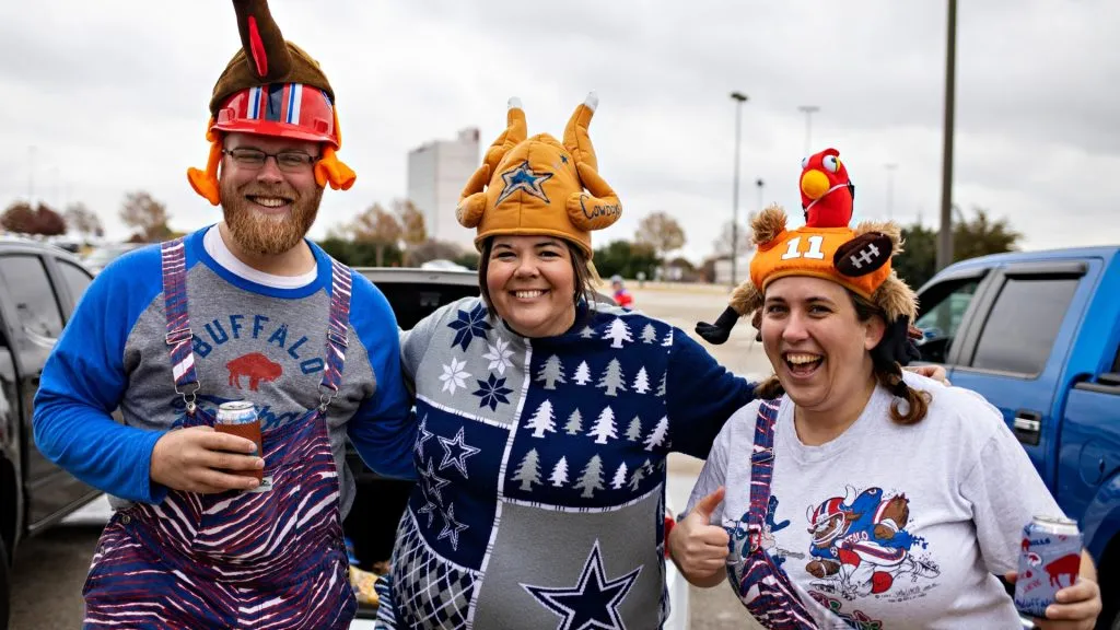Fans of the Dallas Cowboys and the Buffalo Bills enjoy their Thanksgiving Day while tailgating before the game at NRG Stadium on November 28, 2019. (Source: Wesley Hitt/Getty Images)