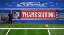 A detailed view of a Thanksgiving sign prior to a game between the Detroit Lions and the Houston Texans at Ford Field on November 26, 2020.