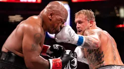 Jake Paul punches Mike Tyson during LIVE On Netflix: Jake Paul vs. Mike Tyson at AT&T Stadium on November 15, 2024 in Arlington, Texas.
