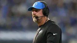 Head coach Dan Campbell of the Detroit Lions looks on during the third quarter against the Indianapolis Colts at Lucas Oil Stadium on November 24, 2024 in Indianapolis, Indiana.