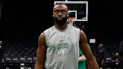 Jaylen Brown #7 of the Boston Celtics warms up before playing the Cleveland Cavaliers during the Emirates NBA Cup at TD Garden on November 19, 2024 in Boston, Massachusetts.