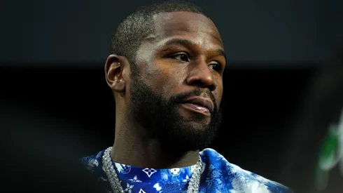 Floyd Mayweather attends a game between the Kansas City Chiefs and Las Vegas Raiders at Allegiant Stadium in Las Vegas, Nevada.