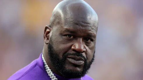 American former basketball player Shaquille O'Neal reacts before a game against the Mississippi Rebels (Jonathan Bachman/Getty Images)