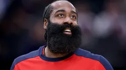 James Harden #1 of the LA Clippers smiles before the game against the Golden State Warriors at Intuit Dome on November 18, 2024 in Inglewood, California.