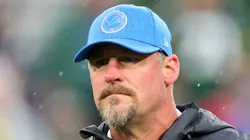 Head coach Dan Campbell of the Detroit Lions watches action prior to a game against the Green Bay Packers at Lambeau Field on November 03, 2024 in Green Bay, Wisconsin. The Lions defeated the Packers 24-14.