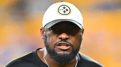 Head coach Mike Tomlin looks on prior to the game against the New York Giants at Acrisure Stadium on October 28, 2024 in Pittsburgh, Pennsylvania.
