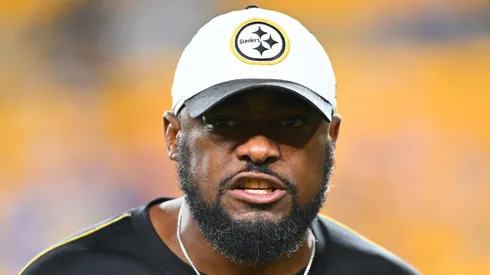 Head coach Mike Tomlin looks on prior to the game against the New York Giants at Acrisure Stadium on October 28, 2024 in Pittsburgh, Pennsylvania.