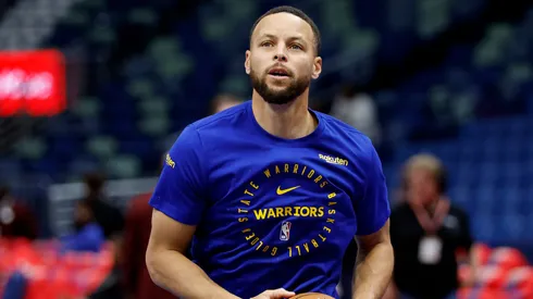 Stephen Curry #30 of the Golden State Warriors warms up prior to a game against the New Orleans Pelicans in the Emirates NBA Cup at Smoothie King Center on November 22, 2024 in New Orleans, Louisiana.