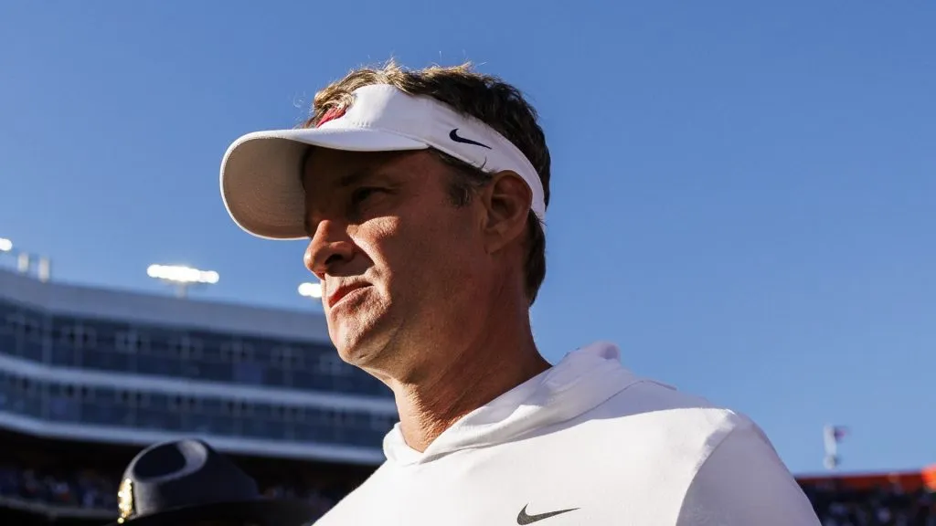Head coach Lane Kiffin of the Mississippi Rebels
