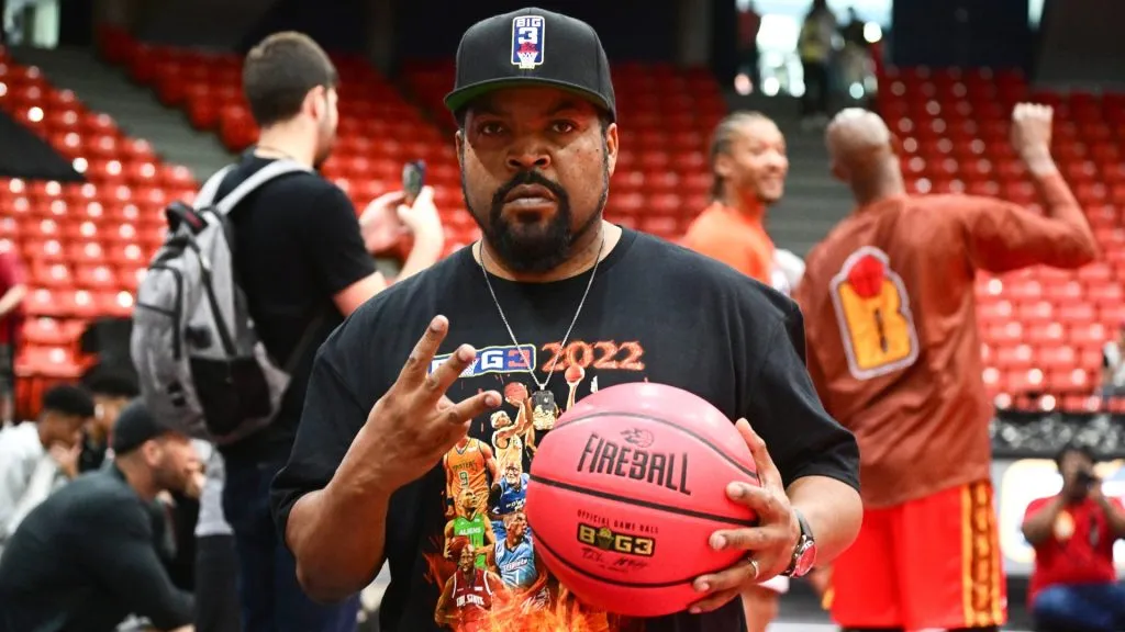 Ice Cube poses for a photo prior to a game between the Triplets and the Trilogy during Week One at Credit Union 1 Arena on June 18, 2022 in Chicago, Illinois.
