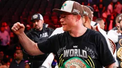 WBC/WBA/WBO super middleweight champion Canelo Alvarez reacts after he won a title fight by unanimous decision against Edgar Berlanga, not pictured, at T-Mobile Arena on September 14, 2024 in Las Vegas, Nevada.
