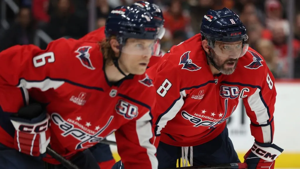 Alex Ovechkin #8 of the Washington Capitals looks on against the Toronto Maple Leafs during the third period at Capital One Arena on November 13, 2024. (Source: Patrick Smith/Getty Images)