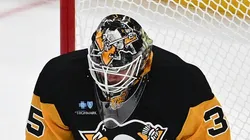 Tristan Jarry #35 of the Pittsburgh Penguins makes a save in the second period during the game against the Winnipeg Jets at PPG PAINTS Arena on November 22, 2024 in Pittsburgh, Pennsylvania.