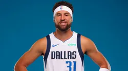 Klay Thompson #31 of the Dallas Mavericks poses for a portrait during the Dallas Mavericks Media Day at Mavericks Training Center on September 30, 2024.