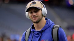 Buffalo Bills quarterback Josh Allen (17) arrives prior to the game between the Houston Texans and the Buffalo Bills at NRG Stadium in Houston, TX on October 6, 2024.