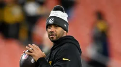 Russell Wilson #3 of the Pittsburgh Steelers warms up prior to the game against the Cleveland Browns at Huntington Bank Field on November 21, 2024 in Cleveland, Ohio.