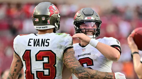 Baker Mayfield and Mike Evans, players of the Tampa Bay Buccaneers