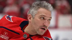 Alex Ovechkin #8 of the Washington Capitals skates during warmups before playing against the New York Islanders at Capital One Arena on December 20, 2023 in Washington, DC.