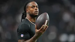 Wide receiver Davante Adams #17 of the Las Vegas Raiders looks on before a preseason game against the Dallas Cowboys at Allegiant Stadium on August 17, 2024.