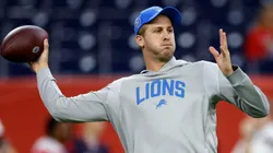 Jared Goff #16 of the Detroit Lions warms up prior to the game against the Houston Texans at NRG Stadium on November 10, 2024 in Houston, Texas.