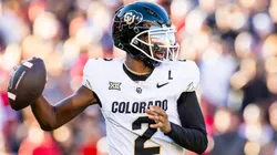 Shedeur Sanders #2 of the Colorado Buffaloes passes the ball during the first half of the game against the Texas Tech Red Raiders at Jones AT&T Stadium on November 09, 2024 in Lubbock, Texas.