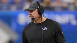 Head coach Dan Campbell of the Detroit Lions looks on while playing the Jacksonville Jaguars at Ford Field on November 17, 2024 in Detroit, Michigan.