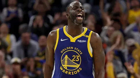 Draymond Green #23 of the Golden State Warriors reacts after making a basket against the New Orleans Pelicans in the second quarter at Chase Center on October 30, 2024 in San Francisco, California.