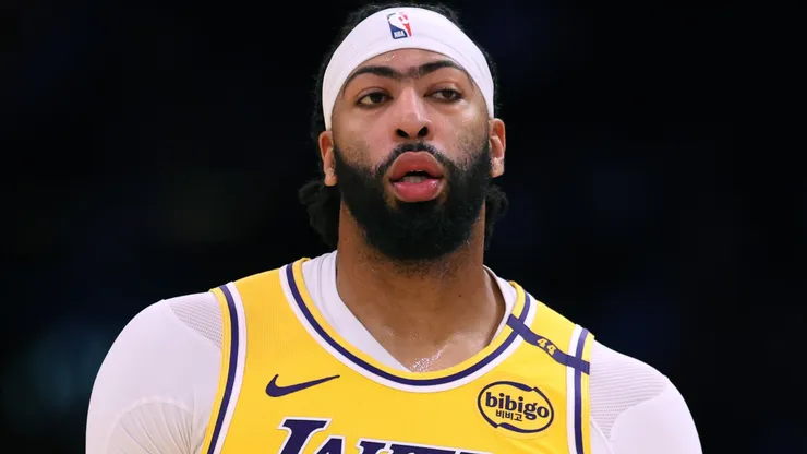 Anthony Davis #3 and LeBron James #23 of the Los Angeles Lakers during a 116-106 Lakers win over the Philadelphia 76ers at Crypto.com Arena on November 08, 2024 in Los Angeles, California.
