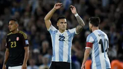 Lautaro Martinez of Argentina celebrates after scoring the team's first goal during the South American FIFA World Cup 2026 Qualifier match between Argentina and Peru