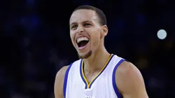 Stephen Curry #30 of the Golden State Warriors reacts after he stole the ball and then made a basket in the first half of their game against the Houston Rockets at ORACLE Arena on January 21, 2015 in Oakland, California.