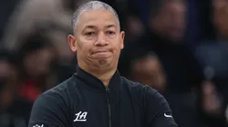 Head coach Tyronn Lue of the LA Clippers reacts during the first half against the Golden State Warriors at Intuit Dome on November 18, 2024 in Inglewood, California.