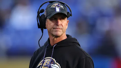 Head coach John Harbaugh of the Baltimore Ravens