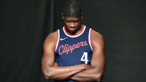 LA Clippers center Mo Bamba (4) during the Los Angeles Clippers Media Day on September 30, 2024, at the Intuit Dome in Inglewood, CA.