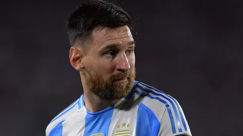 Lionel Messi playing with the Argentina National Team.