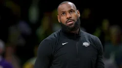 LeBron James #23 of the Los Angeles Lakers during warm up before the game against the Memphis Grizzlies at Crypto.com Arena