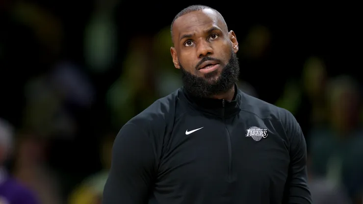 LeBron James #23 of the Los Angeles Lakers during warm up before the game against the Memphis Grizzlies at Crypto.com Arena