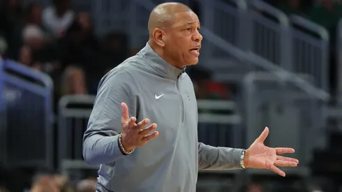 Head coach Doc Rivers of the Milwaukee Bucks watches action during a game against the Utah Jazz at Fiserv Forum on November 07, 2024 in Milwaukee, Wisconsin.