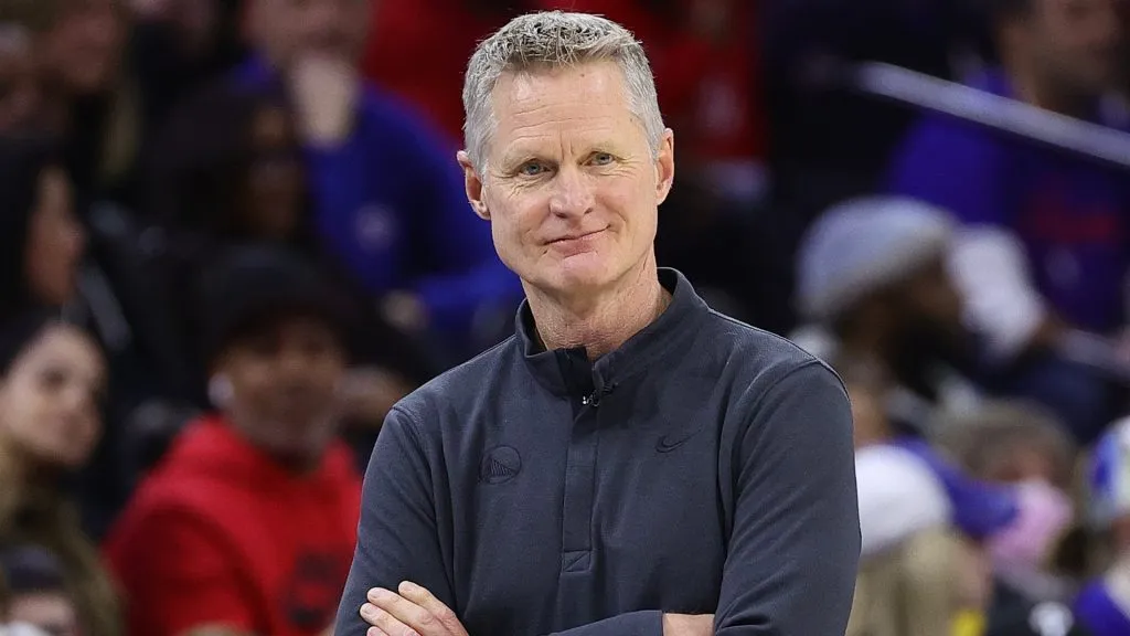Head coach Steve Kerr of the Golden State Warriors looks on during the first quarter against the Philadelphia 76ers at Wells Fargo Center on December 16, 2022. (Source: Tim Nwachukwu/Getty Images)