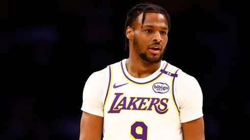 Bronny James #9 of the Los Angeles Lakers at Crypto.com Arena