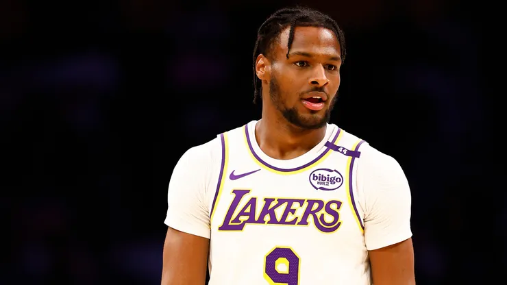 Bronny James #9 of the Los Angeles Lakers at Crypto.com Arena