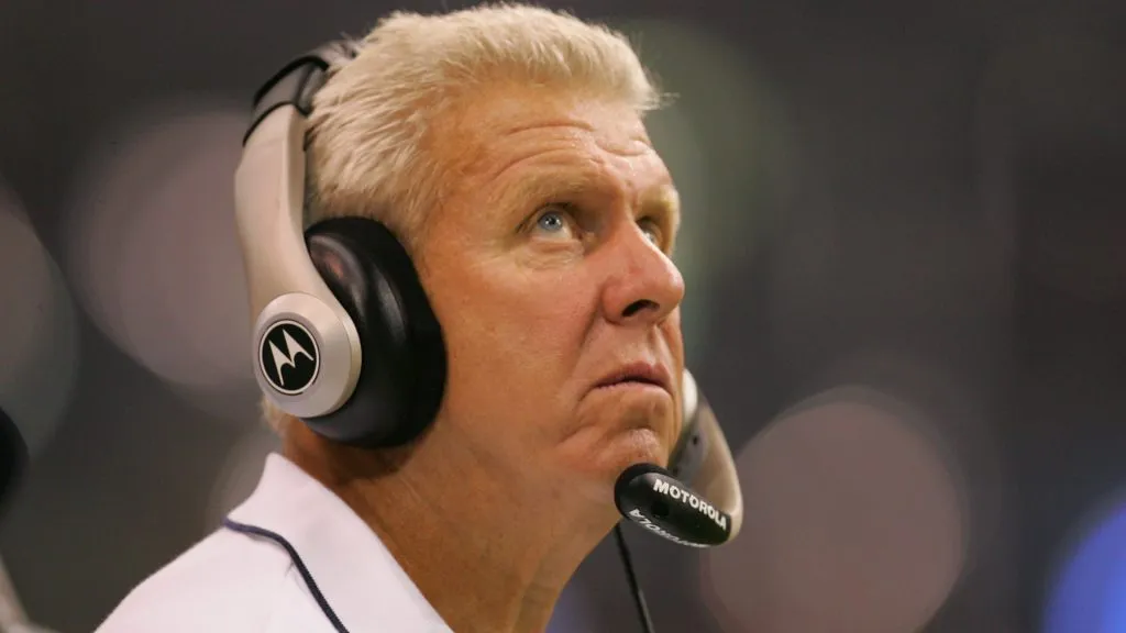 Head Coach Bill Parcells of the Dallas Cowboys looks on against the Kansas City Chiefs during the preseason NFL game at Texas Stadium on September 2, 2004. (Source: Jeff Gross/Getty Images)