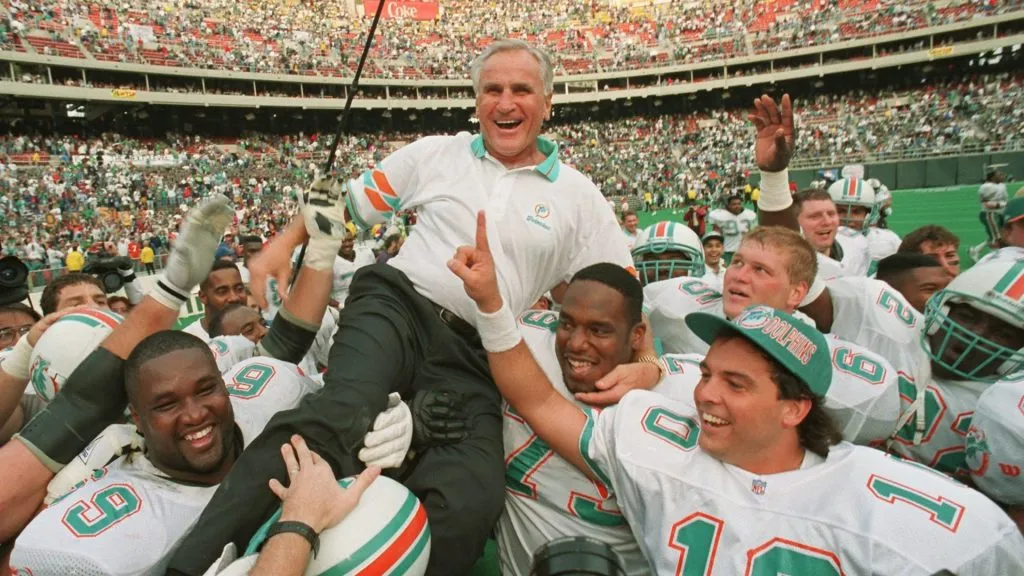 In 1993, history was made in the NFL when the Miami Dolphins defeated Philadelphia at Veterans Stadium, pushing Coach Don Shula past George Halas with his 325th win. (Source: @ProFootballHOF)