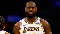 LeBron James #23 and Gabe Vincent #7 of the Los Angeles Lakers in the second half at Crypto.com Arena on November 10, 2024 in Los Angeles, California.