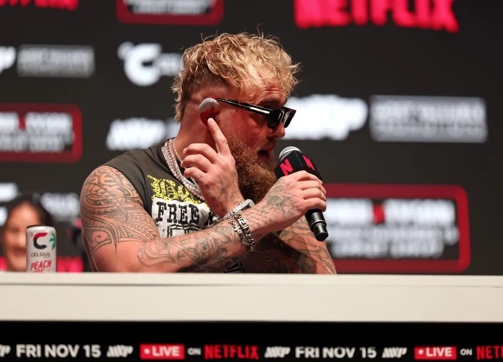 DALLAS, TEXAS – NOVEMBER 13: Jake Paul attends the press conference for LIVE on Netflix: Jake Paul vs. Mike Tyson at the Toyota Music Factory on November 13, 2024 in Dallas, Texas. (Photo by Brett Carlsen/Getty Images for Netflix © 2024)