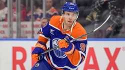 Connor McDavid #97 of the Edmonton Oilers warms up before the game against the Chicago Blackhawks at Rogers Place on October 12, 2024, in Edmonton, Alberta, Canada.