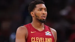 Donovan Mitchell #45 of the Cleveland Cavaliers, against the Chicago Bulls on October 18, 2024 in Chicago, Illinois.