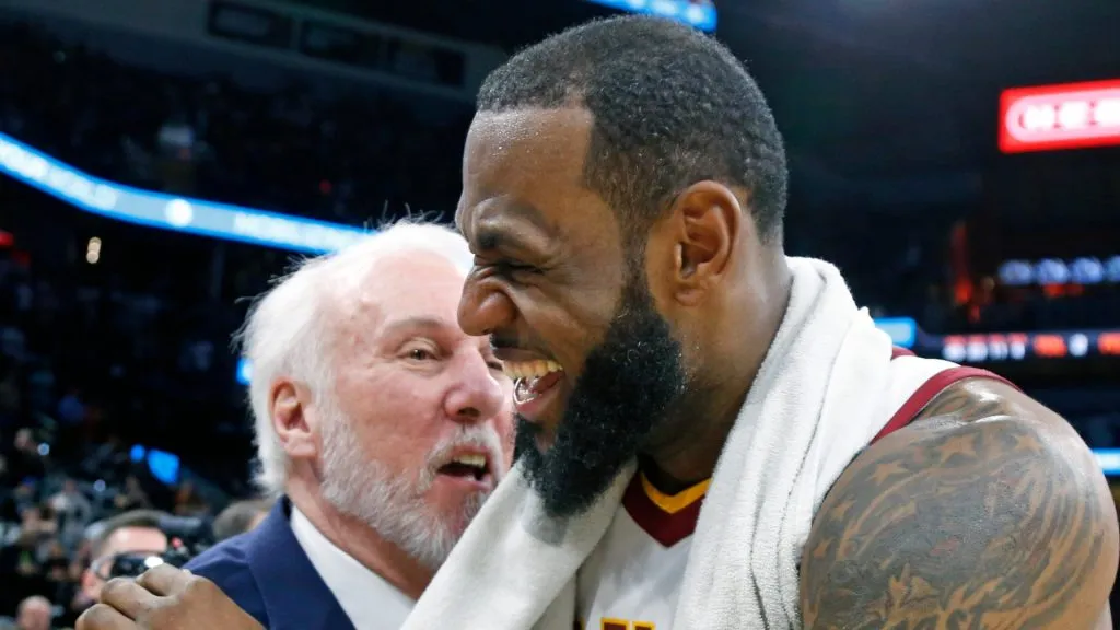 Gregg Popovich and LeBron James smiling