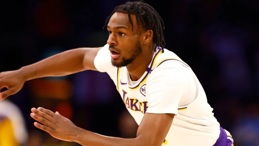 Bronny James dribbling